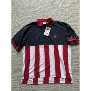 Vintage Champion USA‎ Official Olympic Flag Polo - Red/White/Blue - NWT - XL